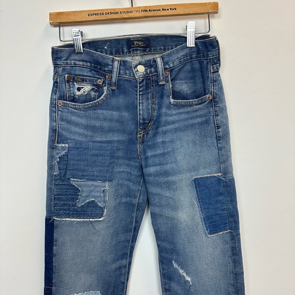 Polo RL Waverly Straight Crop Star Patch Jeans Waist 25 - Picture 8 of 15